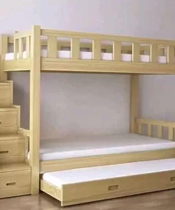 Wood Kids Bed with Drawers