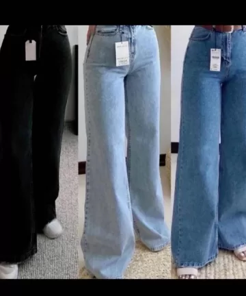 Ladies High-Waist Baggy Jeans Wide Leg
