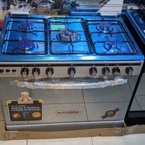 Gas Range with Double-Layer Glass Door, 4 Burners, Cast Iron Rack, 60L Capacity, Dedicated LPG